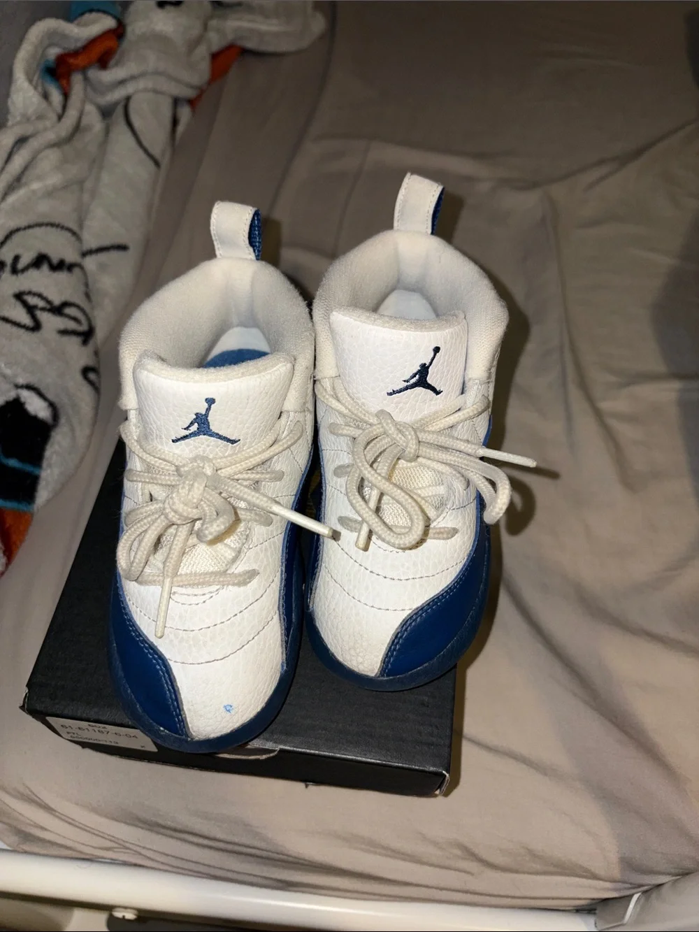 Jordan Kids White and Blue Retro Sneakers